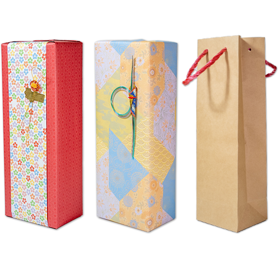 スナップ梅酒の1本用紙箱ギフトラッピングにお付けできる専用手提げ袋とのセット
